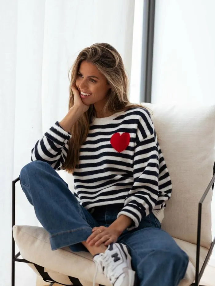 Women039s Clothing Sweaters Easy Clothes Maryline Sweater With Lines Women039s Clothing Sweaters Easy Clothes Maryline Sweater With Lines