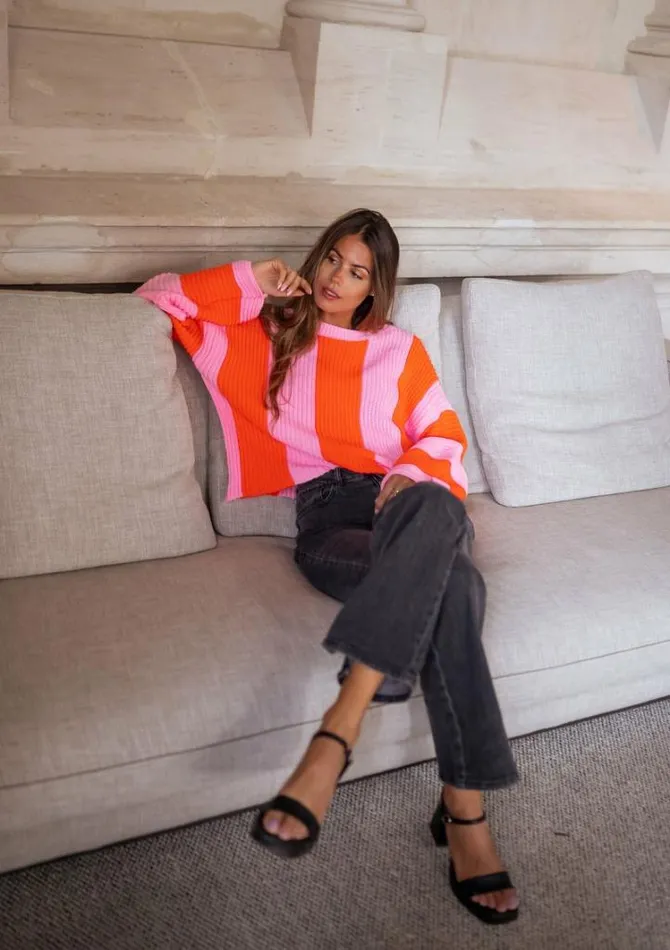 Women039s Clothing Sweaters Easy Clothes Pink And Orange Masson Sweater Pink and Orange Women039s Clothing Sweaters Easy Clothes Pink And Orange Masson Sweater Pink and Orange