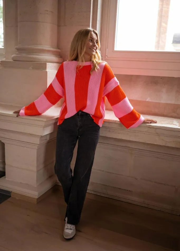 Women039s Clothing Sweaters Easy Clothes Pink And Orange Masson Sweater Pink and Orange Women039s Clothing Sweaters Easy Clothes Pink And Orange Masson Sweater Pink and Orange