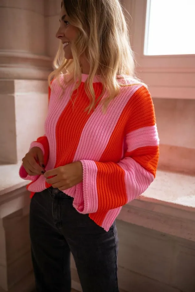 Women039s Clothing Sweaters Easy Clothes Pink And Orange Masson Sweater Pink and Orange Women039s Clothing Sweaters Easy Clothes Pink And Orange Masson Sweater Pink and Orange