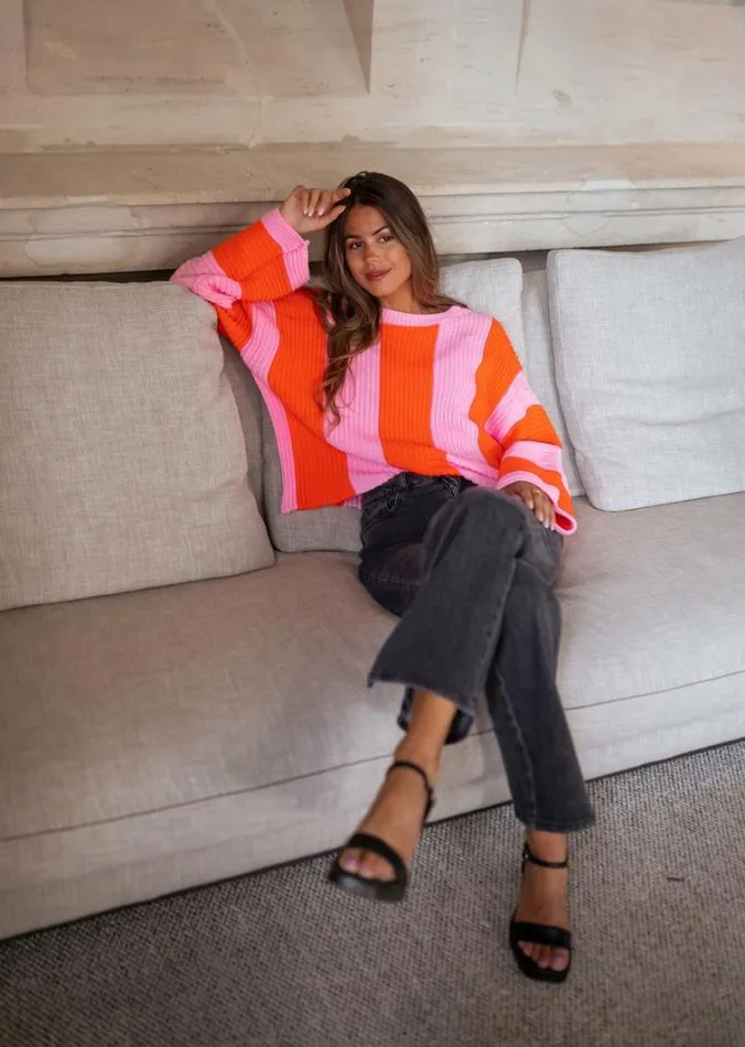 Women039s Clothing Sweaters Easy Clothes Pink And Orange Masson Sweater Pink and Orange Women039s Clothing Sweaters Easy Clothes Pink And Orange Masson Sweater Pink and Orange