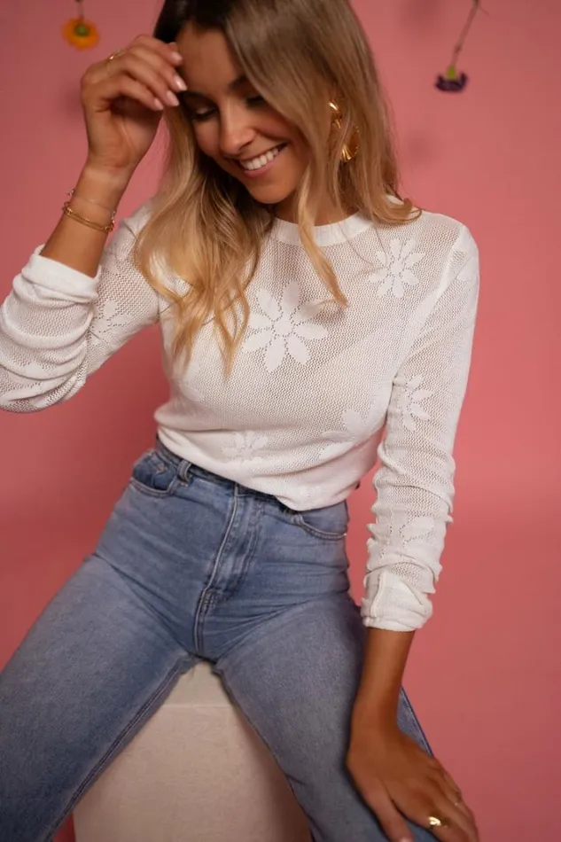 Women039s Clothing Sweaters Easy Clothes White Marguerite Sweater White