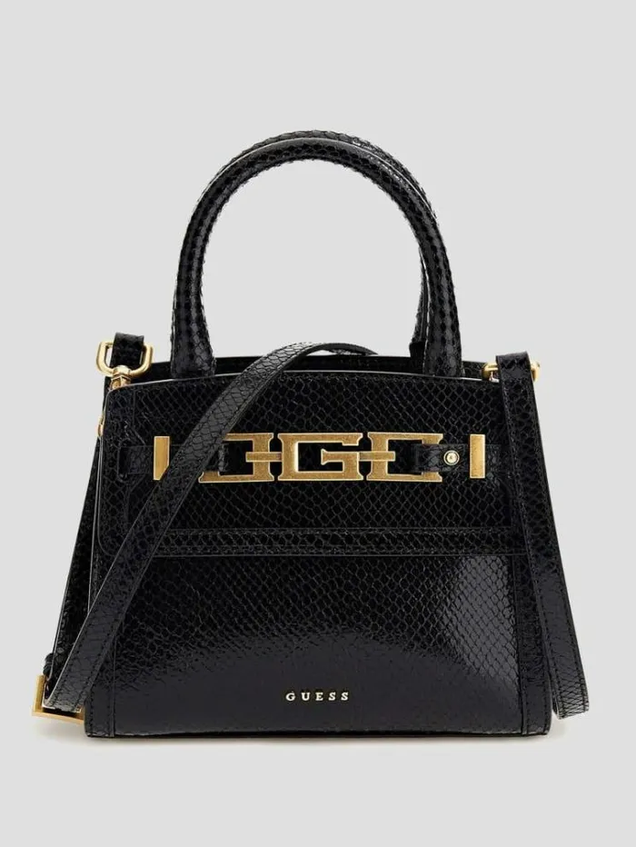 Women Accessories Marciano Cristina Small Leather Satchel Black Floral Print