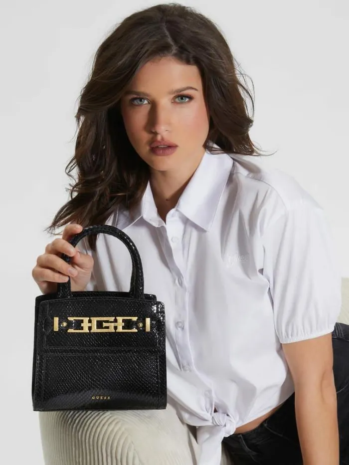 Women Accessories Marciano Cristina Small Leather Satchel Black Floral Print Women Accessories Marciano Cristina Small Leather Satchel Black Floral Print