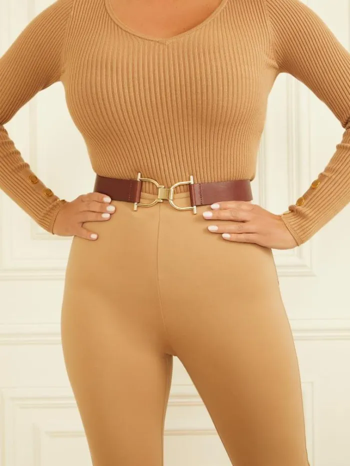 Women Accessories Marciano Interlocked Leather Waist Belt Nude Women Accessories Marciano Interlocked Leather Waist Belt Nude