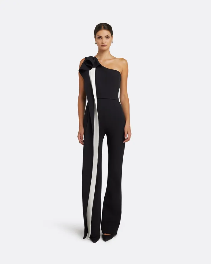 Women Anaren Black and Ivory Jumpsuit Black Jumpsuits Safiyaa
