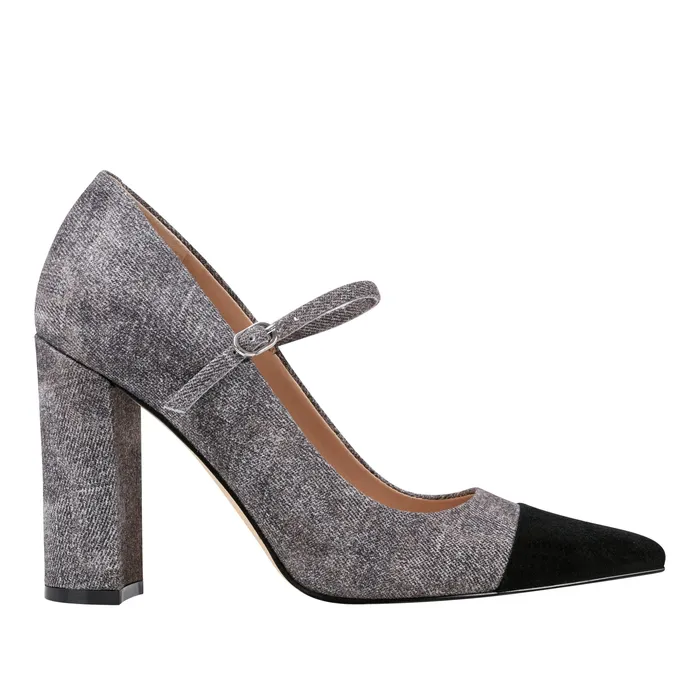 Women Anellie Cap Toe Dress Pump Light Grey Suede Heels and Pumps Marc Fisher