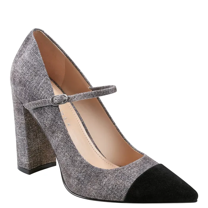 Women Anellie Cap Toe Dress Pump Light Grey Suede Heels and Pumps Marc Fisher