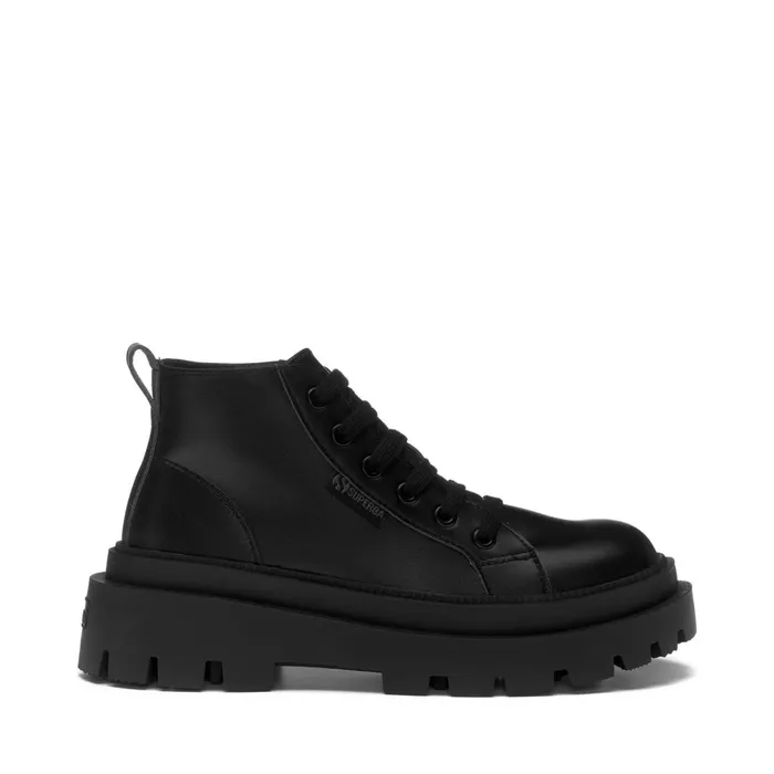 Women Ankle Boots Woman 3052 ALPINA APEX MID VEGAN MATERIAL Laced TOTAL BLACK Superga Ankle Boots