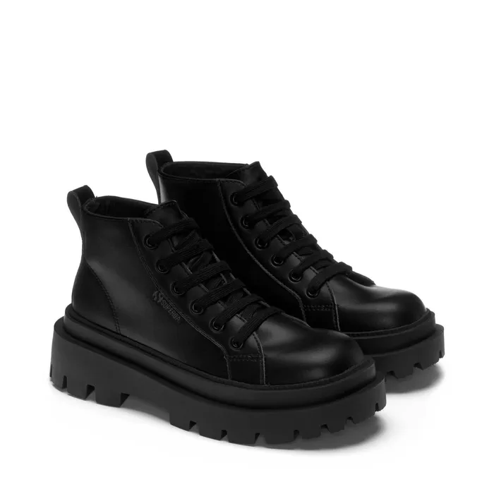 Women Ankle Boots Woman 3052 ALPINA APEX MID VEGAN MATERIAL Laced TOTAL BLACK Superga Ankle Boots