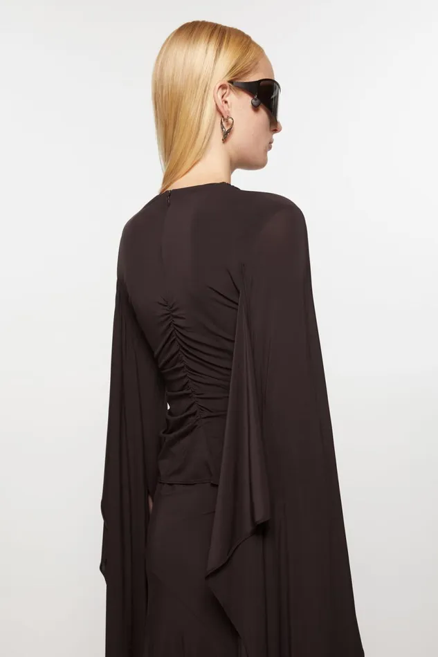 Women Asymmetric Draped Top Chestnut Brown Acne Studios Tshirts