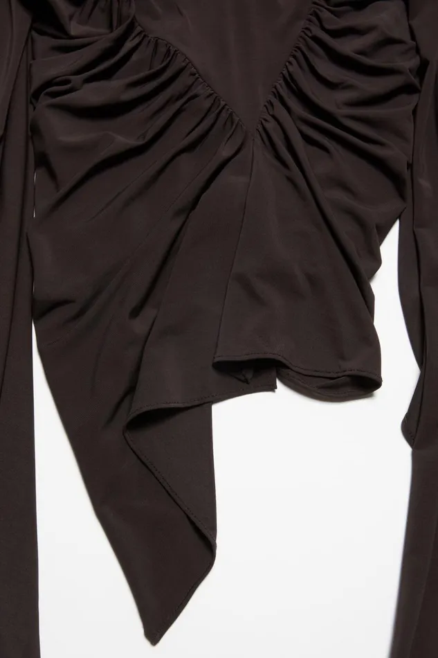 Women Asymmetric Draped Top Chestnut Brown Acne Studios Tshirts