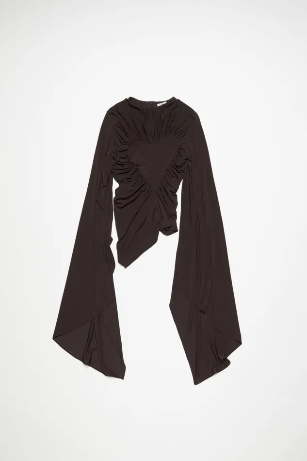 Women Asymmetric Draped Top Chestnut Brown Acne Studios Tshirts