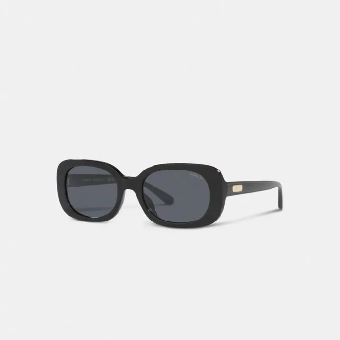 Women Badge Rounded Square Sunglasses Black Coach Eyewear