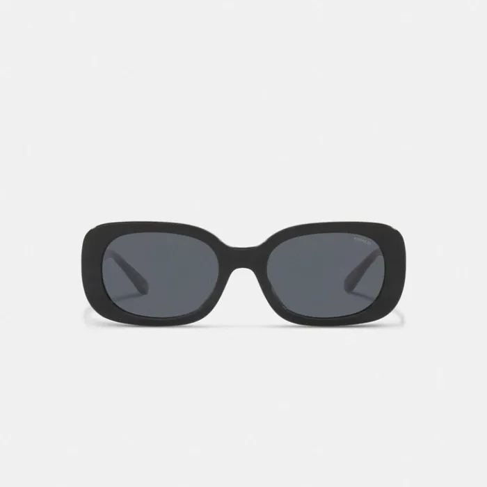 Women Badge Rounded Square Sunglasses Black Coach Eyewear