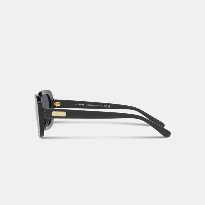 Women Badge Rounded Square Sunglasses Black Coach Eyewear