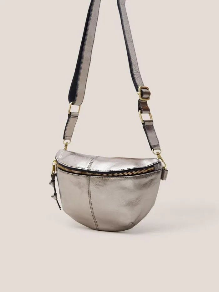 Women BAGS and PURSES White Stuff Sebby Mini Leather Sling Bag Gold Tone Metallic
