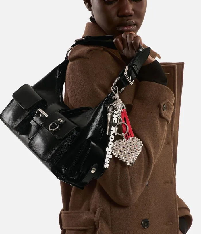 Women Bags THE KOOPLES Black And White Logo Bag Charm Women Bags THE KOOPLES Black And White Logo Bag Charm