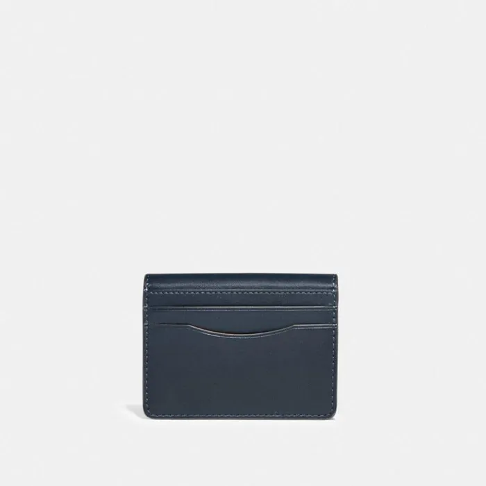 Women Bandit Card Case Brassdenim Coach Small Wallets