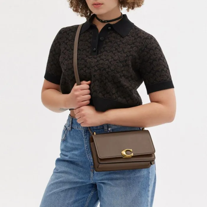 Women Bandit Shoulder Bag Brassdark Stone Coach Shoulder Bags and Hobos