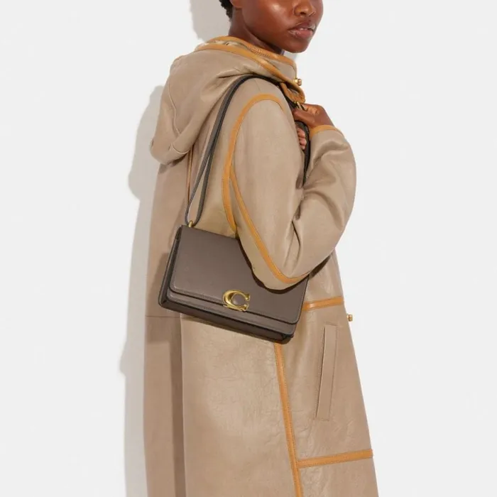 Women Bandit Shoulder Bag Brassdark Stone Coach Shoulder Bags and Hobos