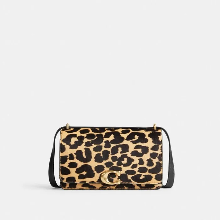 Women Bandit Shoulder Bag In Haircalf With Leopard Print Brassleopard Coach Shoulder Bags and Hobos