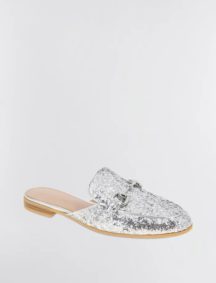 Women BCBGeneration BCBG Silver Glitter Zorie Loafer Mule Silver Rock Glitter