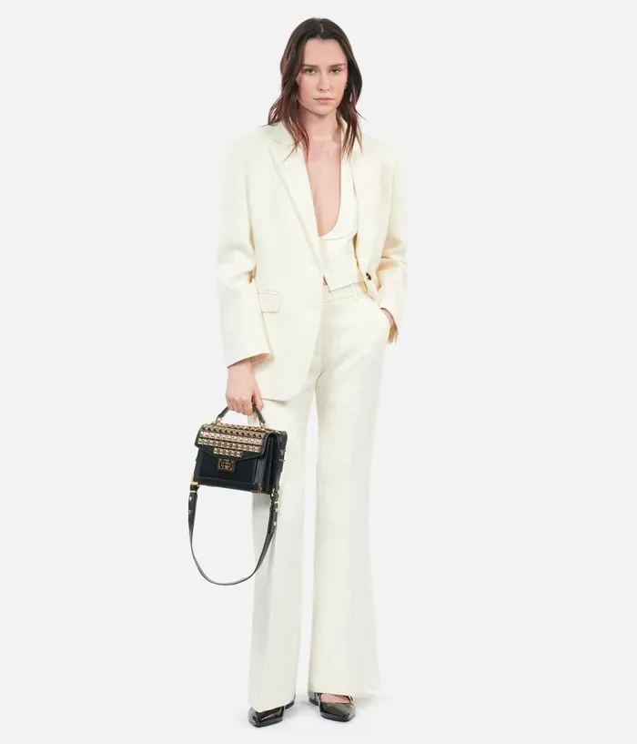 Women Blazers and Suits THE KOOPLES Ecru Wool And Cotton Flared Suit Trousers