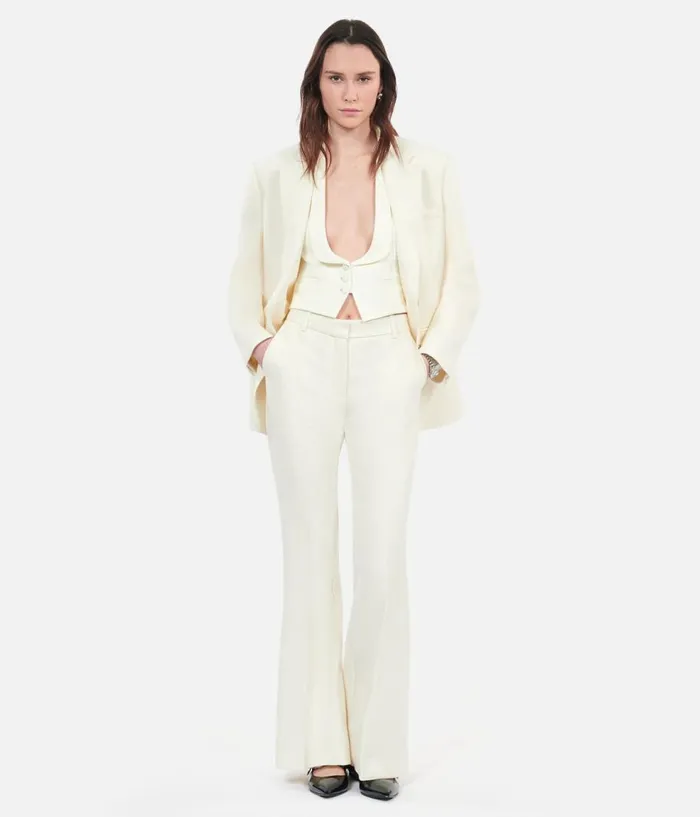Women Blazers and Suits THE KOOPLES Ecru Wool And Cotton Flared Suit Trousers Women Blazers and Suits THE KOOPLES Ecru Wool And Cotton Flared Suit Trousers