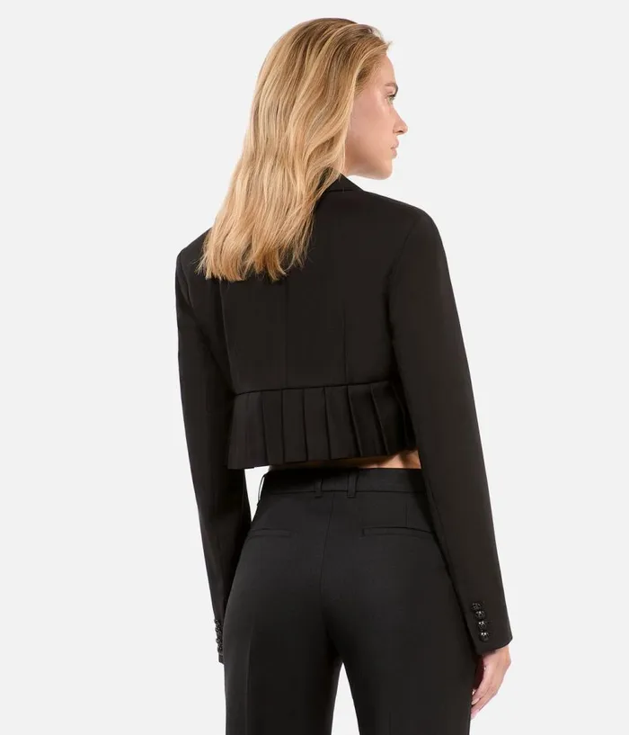 Women Blazers and Suits THE KOOPLES Short Black Woolblend Pleated Jacket Women Blazers and Suits THE KOOPLES Short Black Woolblend Pleated Jacket