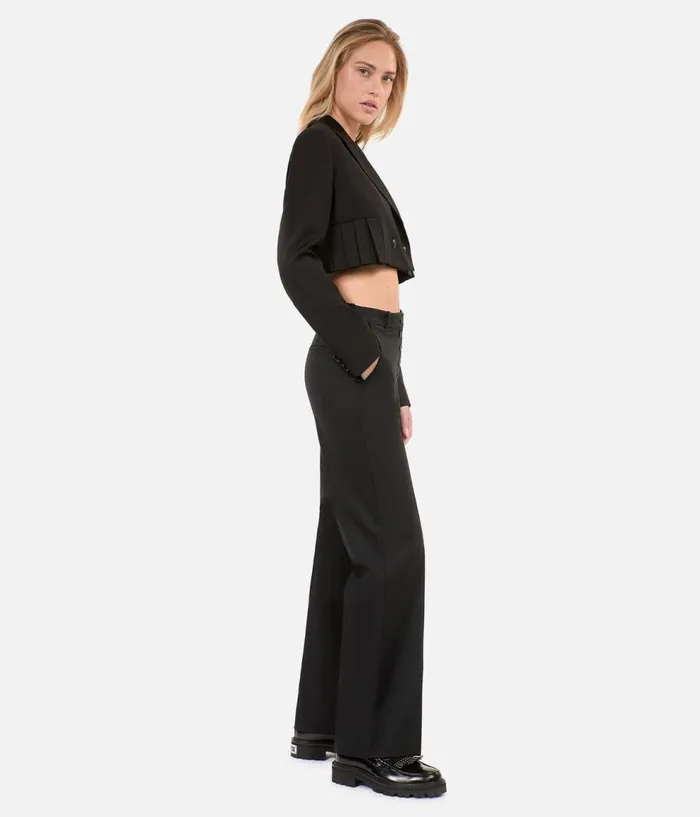 Women Blazers and Suits THE KOOPLES Short Black Woolblend Pleated Jacket Women Blazers and Suits THE KOOPLES Short Black Woolblend Pleated Jacket