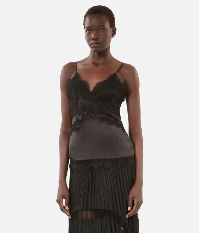 Women Blouses and Shirts THE KOOPLES Black Camisole With Lace Details Women Blouses and Shirts THE KOOPLES Black Camisole With Lace Details