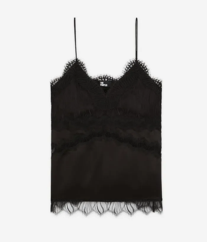 Women Blouses and Shirts THE KOOPLES Black Camisole With Lace Details Women Blouses and Shirts THE KOOPLES Black Camisole With Lace Details