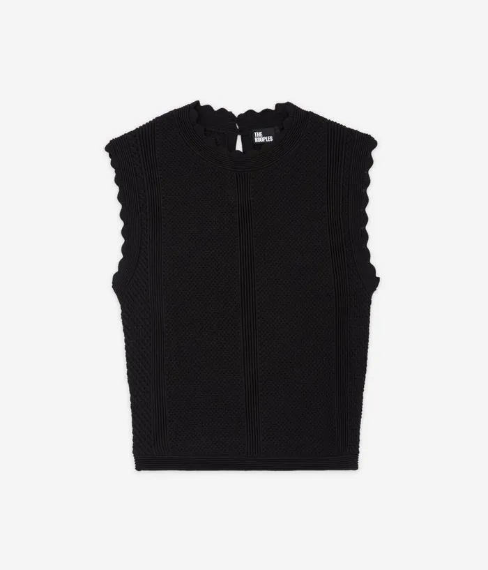 Women Blouses and Shirts THE KOOPLES Black Openwork Knit Top Women Blouses and Shirts THE KOOPLES Black Openwork Knit Top
