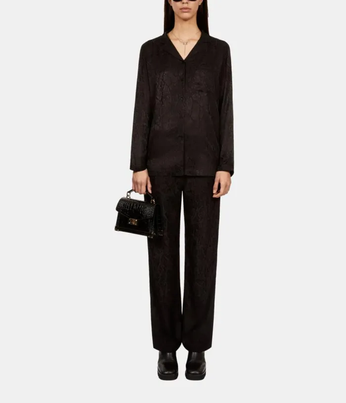 Women Blouses and Shirts THE KOOPLES Black Snakeskin Jacquard Shirt