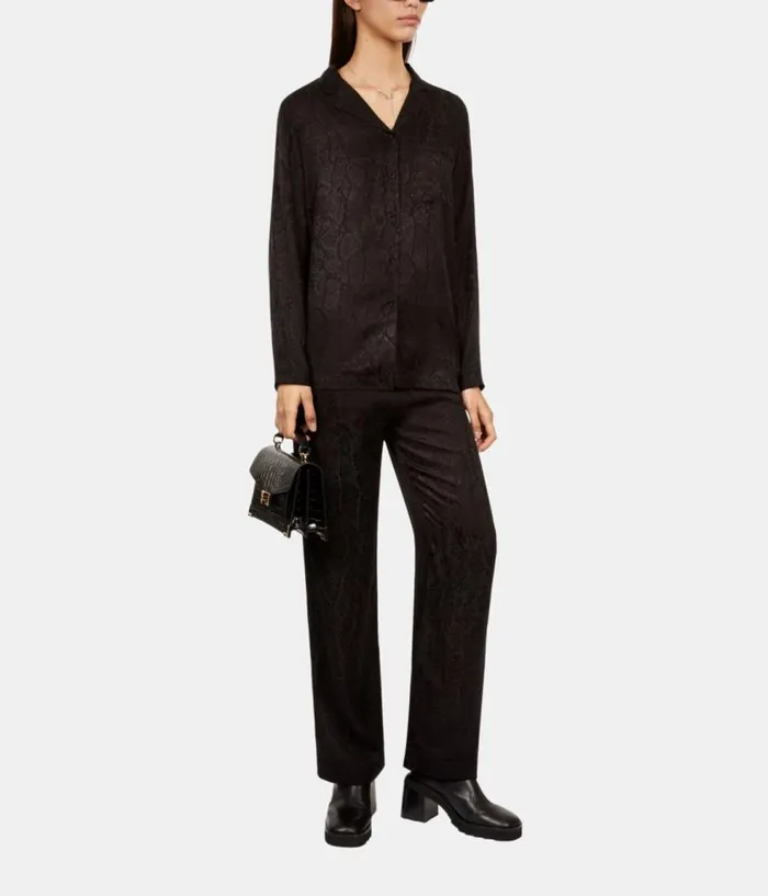 Women Blouses and Shirts THE KOOPLES Black Snakeskin Jacquard Shirt Women Blouses and Shirts THE KOOPLES Black Snakeskin Jacquard Shirt