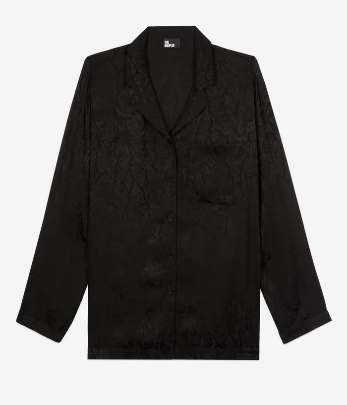 Women Blouses and Shirts THE KOOPLES Black Snakeskin Jacquard Shirt Women Blouses and Shirts THE KOOPLES Black Snakeskin Jacquard Shirt