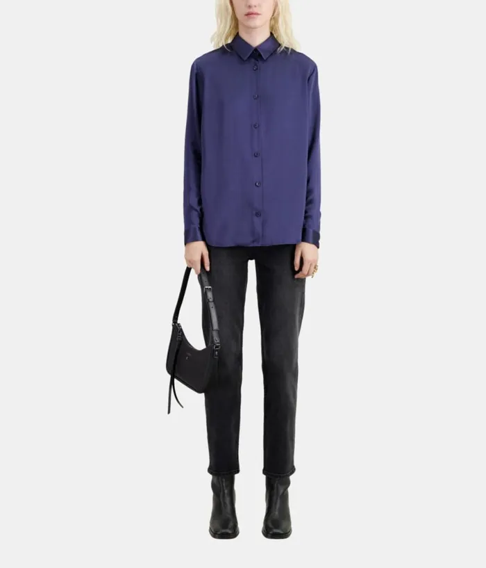 Women Blouses and Shirts THE KOOPLES Blue Satin Silk Shirt