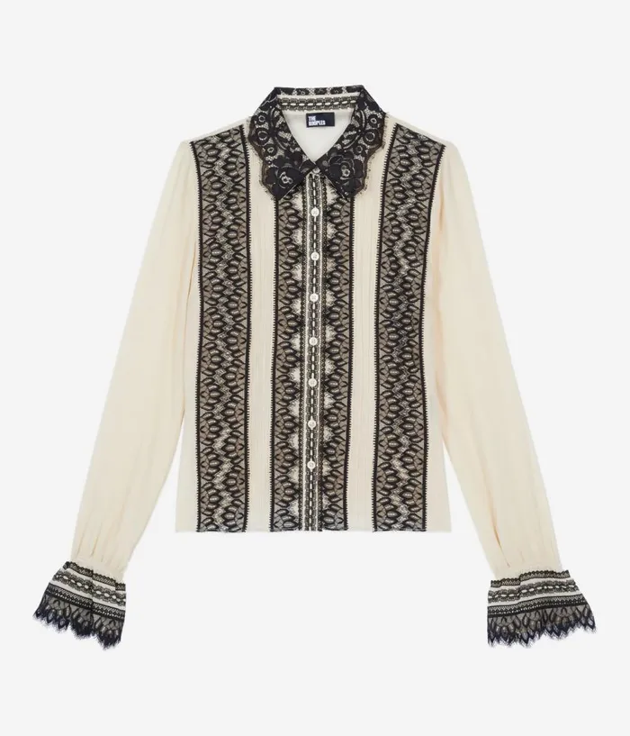 Women Blouses and Shirts THE KOOPLES Ecru Silk Shirt Women Blouses and Shirts THE KOOPLES Ecru Silk Shirt