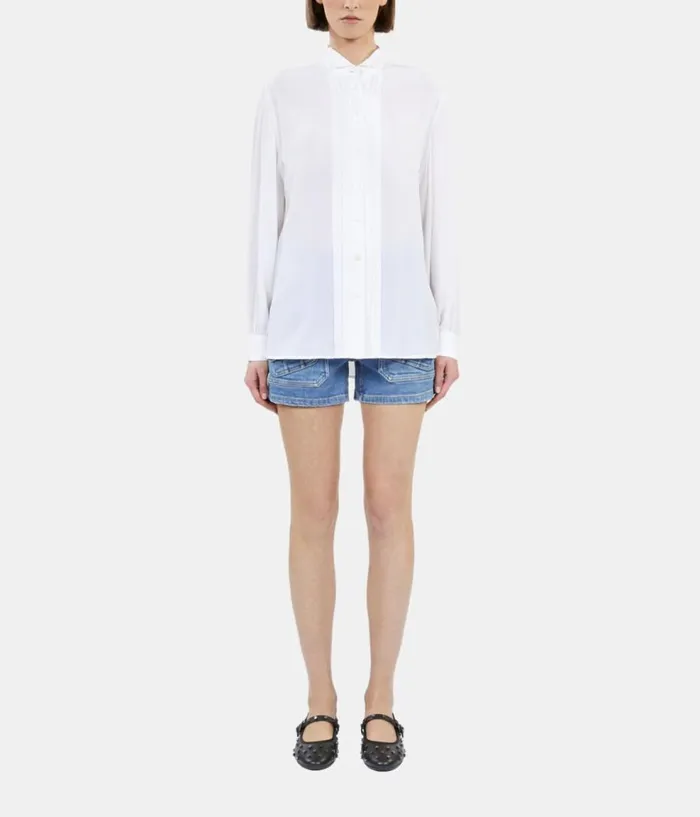 Women Blouses and Shirts THE KOOPLES Ecru Silk Shirt With Pleating