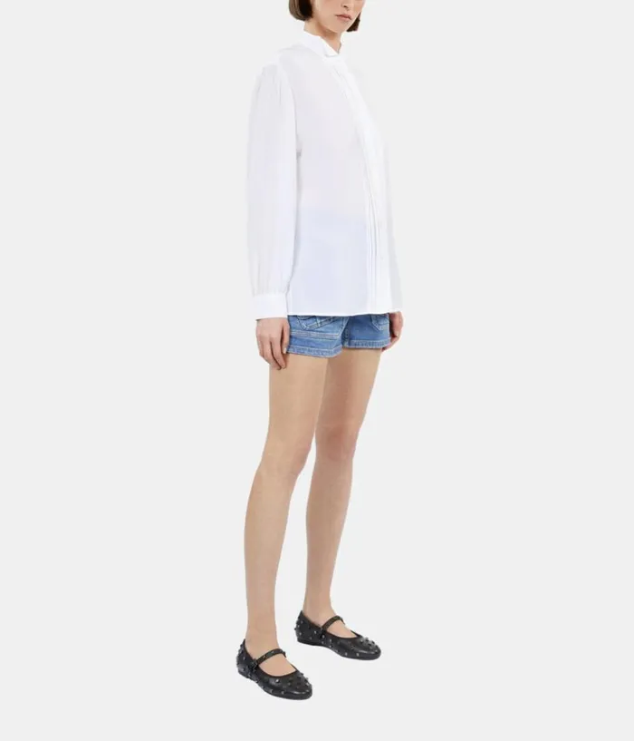Women Blouses and Shirts THE KOOPLES Ecru Silk Shirt With Pleating Women Blouses and Shirts THE KOOPLES Ecru Silk Shirt With Pleating