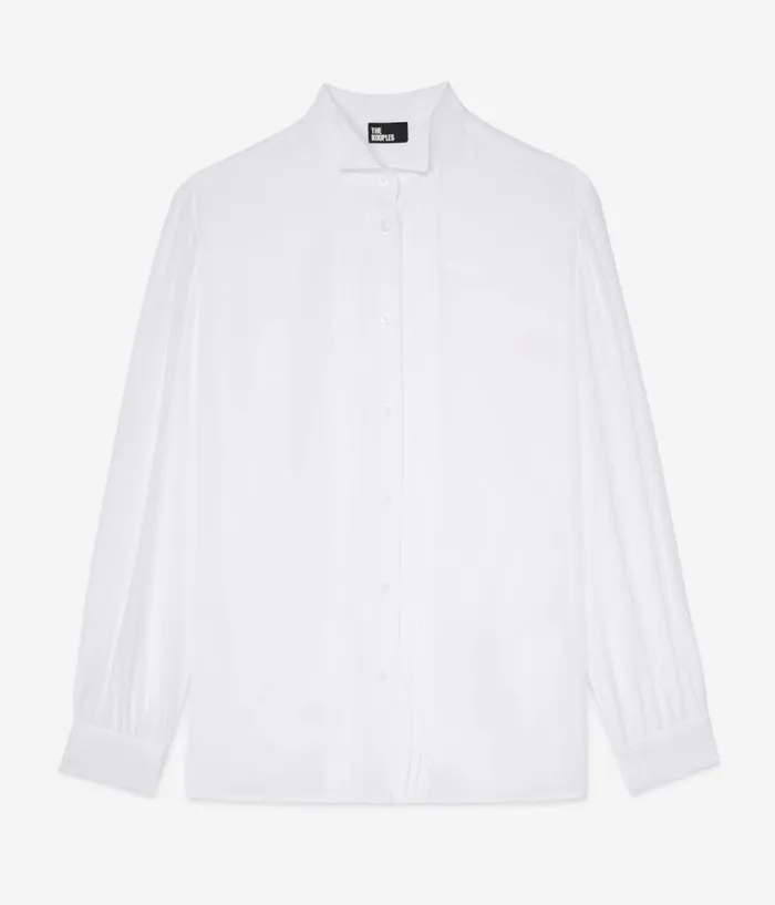 Women Blouses and Shirts THE KOOPLES Ecru Silk Shirt With Pleating Women Blouses and Shirts THE KOOPLES Ecru Silk Shirt With Pleating