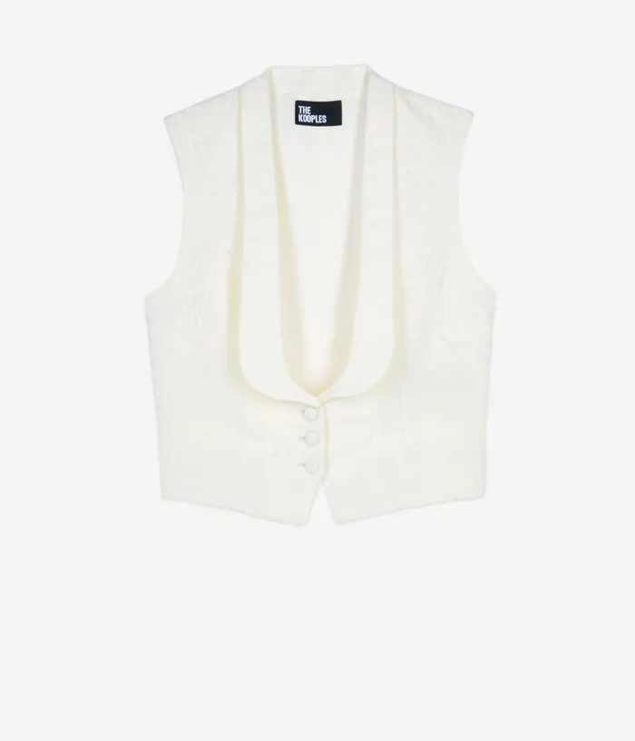 Women Blouses and Shirts THE KOOPLES Ecru Waistcoat With Lace Women Blouses and Shirts THE KOOPLES Ecru Waistcoat With Lace