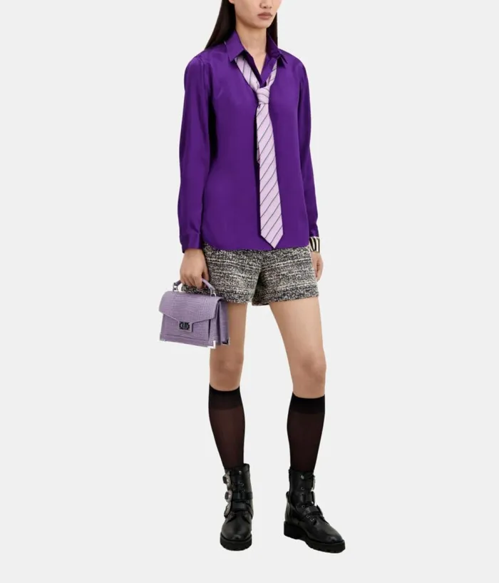 Women Blouses and Shirts THE KOOPLES Mauve Satin Silk Shirt Women Blouses and Shirts THE KOOPLES Mauve Satin Silk Shirt