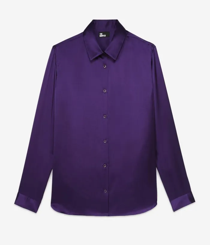 Women Blouses and Shirts THE KOOPLES Mauve Satin Silk Shirt Women Blouses and Shirts THE KOOPLES Mauve Satin Silk Shirt