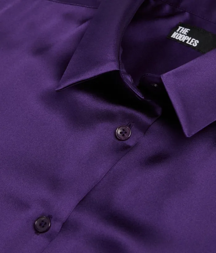 Women Blouses and Shirts THE KOOPLES Mauve Satin Silk Shirt Women Blouses and Shirts THE KOOPLES Mauve Satin Silk Shirt