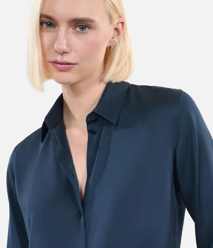 Women Blouses and Shirts THE KOOPLES Navy Blue Silk Shirt Women Blouses and Shirts THE KOOPLES Navy Blue Silk Shirt