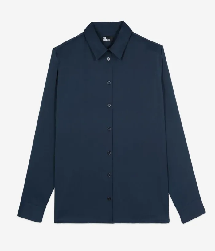 Women Blouses and Shirts THE KOOPLES Navy Blue Silk Shirt Women Blouses and Shirts THE KOOPLES Navy Blue Silk Shirt