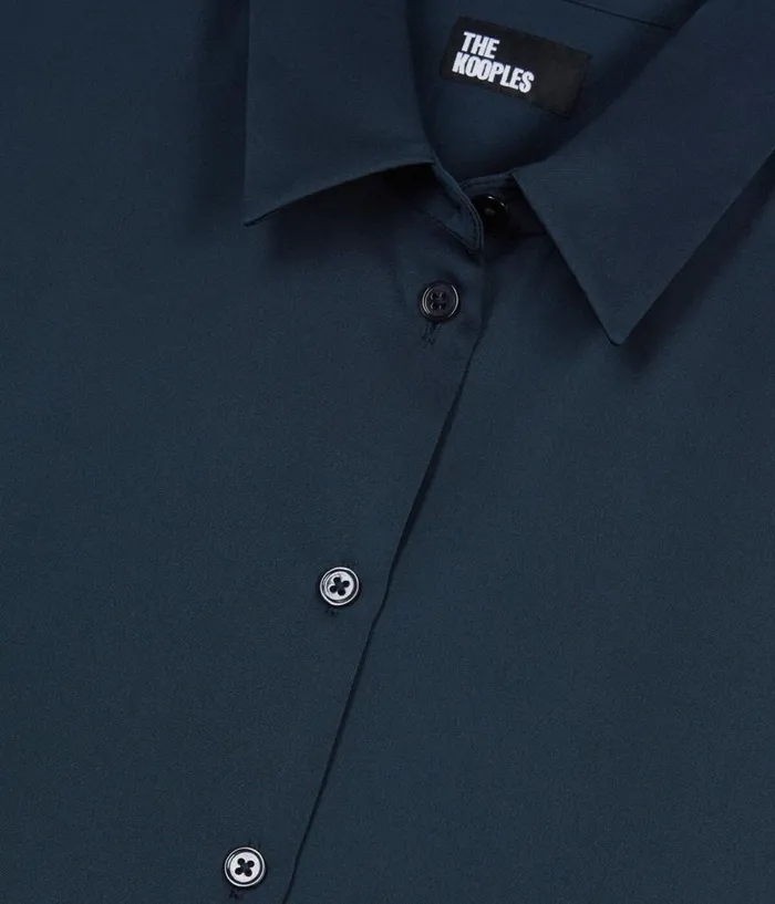 Women Blouses and Shirts THE KOOPLES Navy Blue Silk Shirt Women Blouses and Shirts THE KOOPLES Navy Blue Silk Shirt