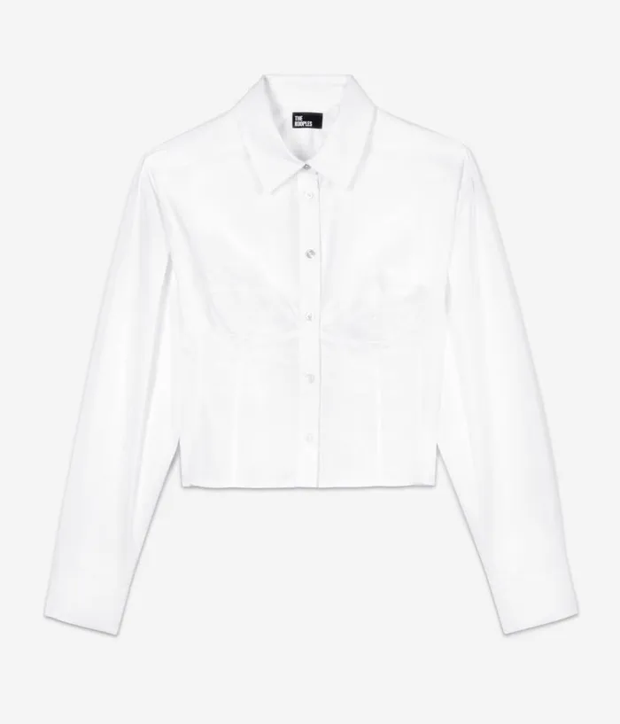 Women Blouses and Shirts THE KOOPLES White Shirt With Corset Style Stitching Women Blouses and Shirts THE KOOPLES White Shirt With Corset Style Stitching